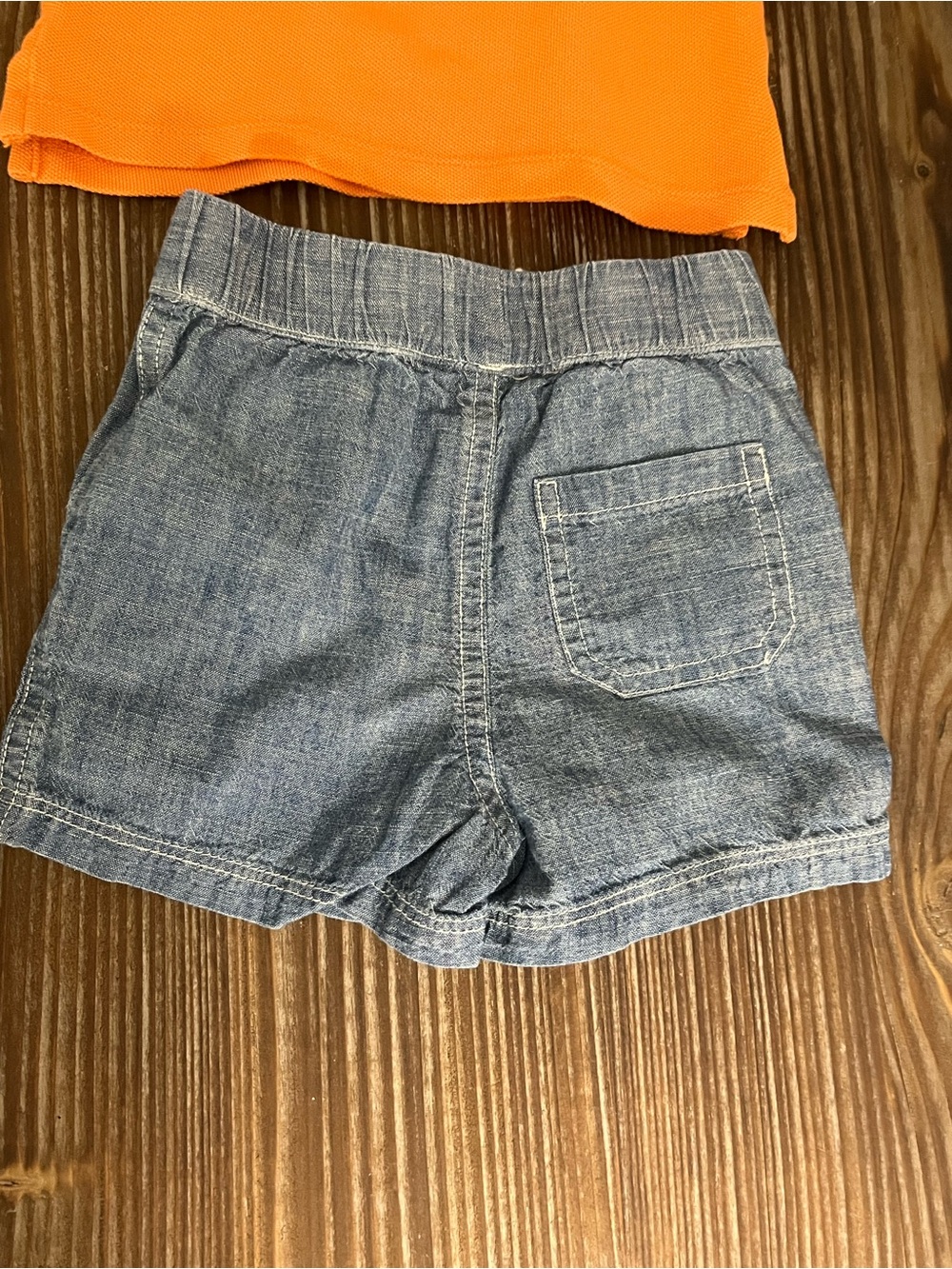 Ralph Lauren 2-pc Orange Pique Polo Shirt Chambray Shorts Set Size 6 Months - Picture 10 of 10